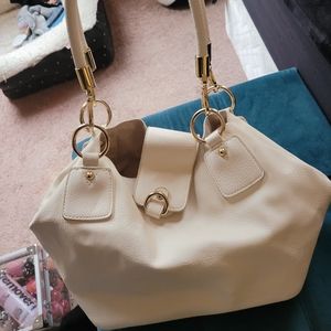 White Cream Purse with Makeup bag